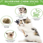 Silvervine Cat Chew Sticks, 5 Natural Catnip Chew Toys for Kitten Teeth Cleaning, Matatabi Dental Care, Increase Appetite, Sooth - Image 3