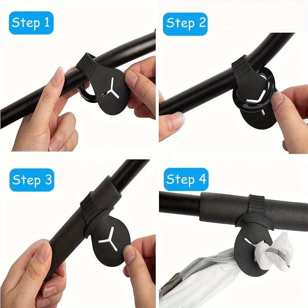 silicone dog poop bag holder with leash clip black white pattern waste bag dispenser with drawstring closure runs bike rides poop bags for dogs details 3