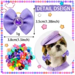 20pcs Dog Grooming Hair Bows Dog Bows Mix Colours Small Dog Accessories Solid Dog Hair Rubber Bands Pet Headwear Pet Supplier - Image 2