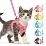 Checkered Pet Harness Cat Leash Small Dog Harness Kitten Outdoor Breathable Reflective Cat Chest Strap Plaid Walk Bichon Frise