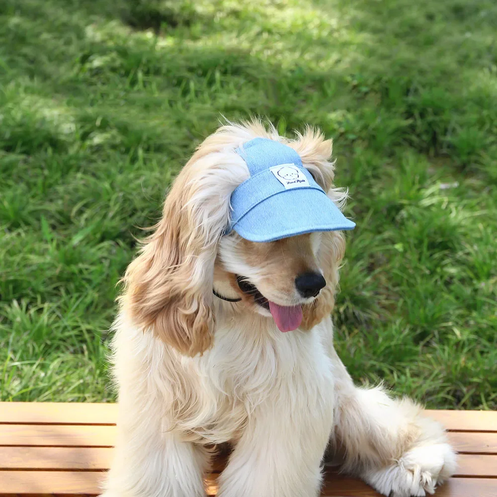 kf-Sc817630273d6461b90141c411f848aeeg Dog Hat with Ear Holes Adjustable Denim Dog Sun Protection Hat Outdoor Baseball Cap for Dogs Small Medium Large Pet Accessories - Image 1