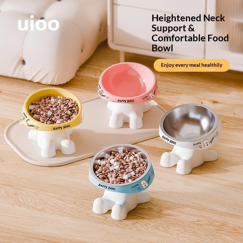 kf-Sc81fabf6a50f4a35b95cd3cf4cb83245p Stainless Steel Pet Bowl for Cats And Dogs with High Foot Protection Anti Slip Anti Knock Cat Food Bowl with Neck Support - Image 1