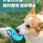 Portable pet water bottle stainless steel spherical leak proof bowl pet cup with silicone lid and cord easy to clean and store - Image 4
