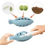 Fish-Shaped Cat Chew Toy - Dental Treat Dispenser Puzzle, Safe Silicone, No Battery, Interactive Pet Snack Game - Image 3