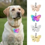 Customized Stainless Steel Butterfly Pet ID Tag Key Chain Personalized Dog ID Cat Kitten Puppy Tag Pendant DIY Logo Accessoriess