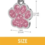 Free Personalized Dog Cat Plate Tags Engraved Puppy Pet ID Name Collar Tag Alloy Paw Glitter Pendant Pets Dogs Accessories - Image 3