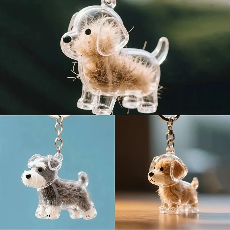 kf-Sc9491a397c384a818062603276b2f0566 Clear Pet Hair Memorial Capsule DIY Dog Fur Keepsake Pendant for Keychain Puppy Hair Storage Container for Pet Lovers Gift - Image 1