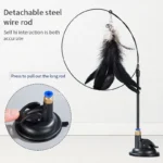 Cat Toy Cat Teaser Stick With Bell Extended Rod Suction Cup Self High And Durable Bite Teaser Tool Replaceable Feather Head - Image 3