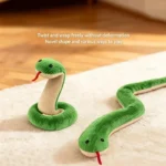 Simulated snake Dog Toy Crinkle Sound Toy Soft Linen Interactive Toy Kitten Kick Toy for Indoor Persimmon Teasing Cat Teaser - Image 4