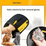 Upgrade Edition Large Pet Static Hair Removal Gloves - Black Polypropylene Cat Grooming Gloves with Yellow Accents - Image 2