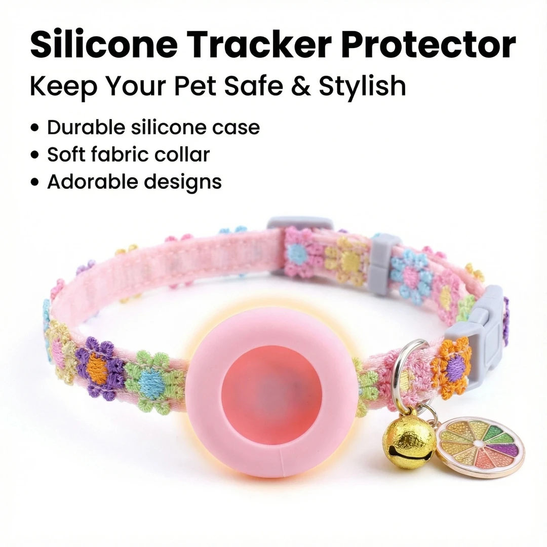 kf-Sca09bb24a0604ca39f61d8ff3d6ea290W For Airtag Cat Collar with Heart Pendant Girl Cat Cute Flower Positioning Cover Cat Collar Kitten Puppy Rabbit Without Airtag - Image 1