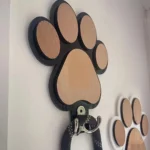Paw Print Wooden Dog Leash Hanger Wall Hook for Collars & Coats Wood with Paw Design Leash Holder Claw Hook Gift for Dogs Lovers - Image 4