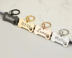 Bone Stainless Steel Dog ID Tag Custom Engraved with Name Personalized Logo Black Pet Memorial Gift Durable Collar Keepsake