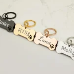 Bone Stainless Steel Dog ID Tag Custom Engraved with Name Personalized Logo Black Pet Memorial Gift Durable Collar Keepsake