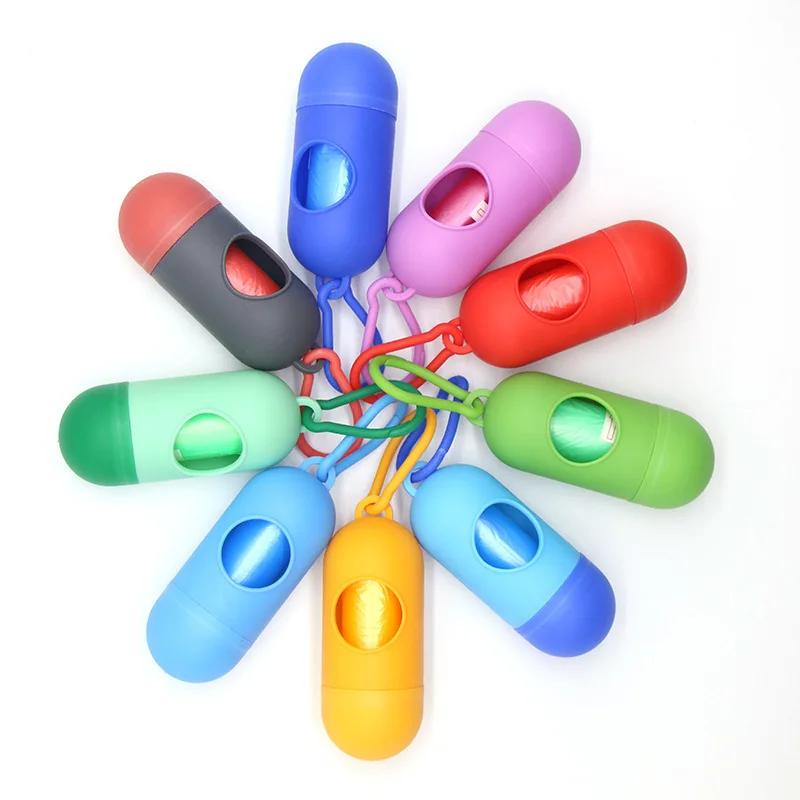 kf-Scb666424c73b47cf82dfd9f1881fa29fw Dog Poop Bag Holder Portable Pet Waste Bag Dispenser Capsule Shape Dog Garbage Holder Dispensers Cleaning Supplies - Image 1