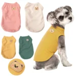 Dogs Thin Small Fashion Bear Vest Pet Dog Clothes Cat Solid T-shirt Clothing Chihuahua Summer Breathable Girl Pug Pet Vest York - Image 2