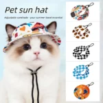 Adjustable Dog/Cat Hat with Ear Holes Cute Print Cap for Puppies Small Breeds Cats Sun Cap for Pet Outdoor Walking Pet Supplies - Image 3