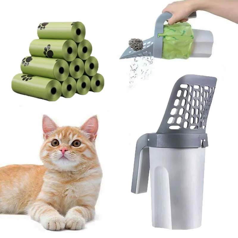 kf-Scbd28e570cda4e9299dd96fb1ff0492b2 Cat Litter Shovel Scoop One-Piece Filters Removable Portable Commode Picker Cat Litter Box Cleaning Supplies Pet Accessories - Image 1