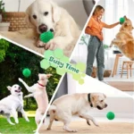 Tough Natural Rubber Dog Chew Toy Indestructible Squeaky Ball for Aggressive Chewers Beef Flavor Hexagonal Design Dental Health - Image 4