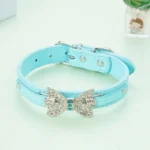 Cute PU Leather Dog Puppy Collar Bling Rhinestone Bowknot Chihuahua Collar for Small Medium Larger Dog XXS-XL Dog Accessories - Image 6