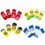 4Pcs Pet Cat Dog Floor Anti-slip Socks Autumn Winter Warm Soft Wool Socks Pet Kitten Puppy Anti-freeze Feet Paw Protector Socks - Image 3