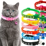 1/5Pcs Adjustable Footprint Pet Collar with Bell, Cute Soft Neck Collar for Puppy Small Dog Kitten Cat Daily Wear