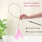 Cat Toy Cat Teaser Stick With Bell Extended Rod Suction Cup Self High And Durable Bite Teaser Tool Replaceable Feather Head - Image 2