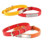 Personalized Dog Collar Name Carved 16 Colors Solid PU Leather Collar For Small Medium Large Dogs Puppy Cat Accessories Red Pink - Image 3