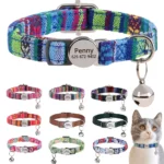 Cat Collar Free Personalized Kitten Collars Engraved Pet Puppy Name Necklace Collars Anti-lost for Cats Small Dogs Adjustable