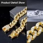 New Style Pet Collar Necklace Cat Dog Full Diamond Cuban Chains Dog Chains Lock Buckle Gold Silver Rose Gold Pet Supplies - Image 3