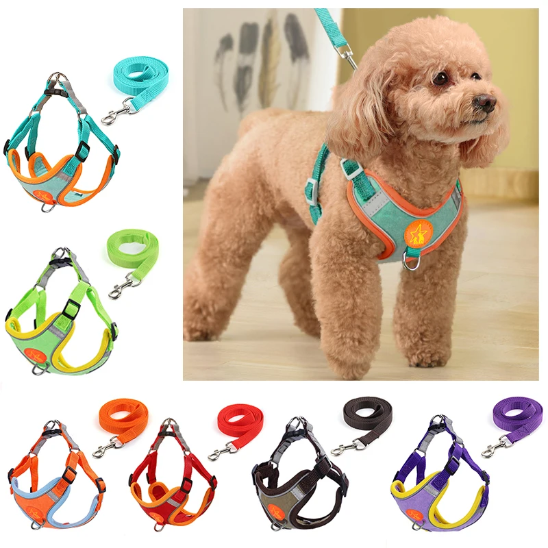 kf-Sd289715ed00141928c96890a9cab8b73j Small Medium Dogs Harness Vest Walking Traction Rope Reflective Straps, Soft Mesh Harness Breathable Pet Supplies - Image 1