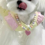 Heart Pendant Pet Pearl Collar Colorful Beads Dog Necklace Cat Collar Puppy Accessories Dog Chain Chihuahua Pet Wedding Jewelry - Image 3