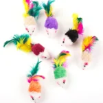 1PC Cat Interactive Cute Soft Wool Fake Mouse Colorful Feathers Fun Play Training Cat Kitten Pet Supplies - Image 5