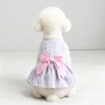 Kawaii Vertical Striped Summer Pet Clothes Soft with Bow Pet Dog Skirt Elastic Thin Dog Princess Dress - Image 8