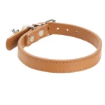 Leather Pet Collar: Simple Style Bell Collar for Dogs, Flat Pet Neckband with Bell, Durable Leather Dog Collar Pet Accessories - Image 3