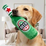 Realistic Beer Bottle Shape, Squeaking Dog Toy. Interactive Play, Bite Resistant and Wear-resistant. Easy To Clean