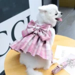 Fashion Adjustable Dog Dress Set Mesh Breathable Sweet Dog Harness with Traction Rope Comfortable Pet Clothes Spring Summer - Image 3
