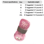 4Pcs Cute Mesh Dog Shoes Non-slip Elastic Strap Cooling Dog Boots Soft-sole Wear-resistant Pet Sandals Summer - Image 6