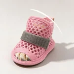 4Pcs Cute Mesh Dog Shoes Non-slip Elastic Strap Cooling Dog Boots Soft-sole Wear-resistant Pet Sandals Summer - Image 5
