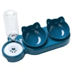Pet Double Bowl Tilted Neck Protection Automatic Water Feeder Food Bowl Anti Choke Feeding Dish for Cat Dog Indoor Home Daily Us - Image 2