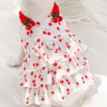 Dog Cotton Cake Skirt Summer Breathable Cherry Pattern Cute Dress Pet Sling Big Dog Clothes Cat Skirt Chihuahua Princess dress - Image 6