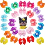 100pcs Bulk Pet Dog Hair Accessories Dog Hair Bows with Diomand Lace Rubber Band Grooming for Small Dogs Puppy Bows Pet Supplies - Image 11