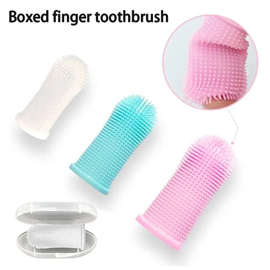 kf-Sd83647dc1e384e67958d796eec891f46A Pet Finger Toothbrush Cleaning Products for Cats and DogsOral Cleaning ToothbrushesSilicone Bristles - Image 1