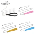Leather Dog Leash Metal Alloy Pet Dog Leash Leash with 360° Rotatable Hook and Loop Can Be Twisted To Prevent Loss of Dog Leash