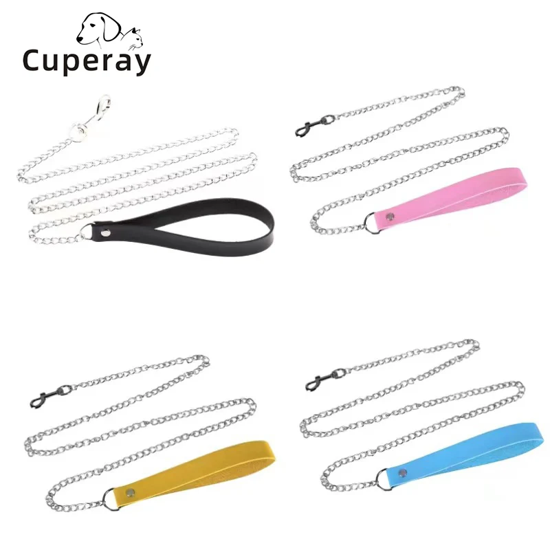 kf-Sd8d963b4254a43cba6e0da3bd7f7757eS Leather Dog Leash Metal Alloy Pet Dog Leash Leash with 360° Rotatable Hook and Loop Can Be Twisted To Prevent Loss of Dog Leash - Image 1
