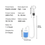 Portable Rechargeable Outdoor Shower Handheld Compact Design Gentle Shower Stream for Dog Bathing Car Washing Flower Watering - Image 5