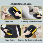 Pet Cats Hair Remover Gloves Electrostatic For Dogs Reusable Washable Grooming Glove With 2-In-1 Lint Roller Brush - Image 2