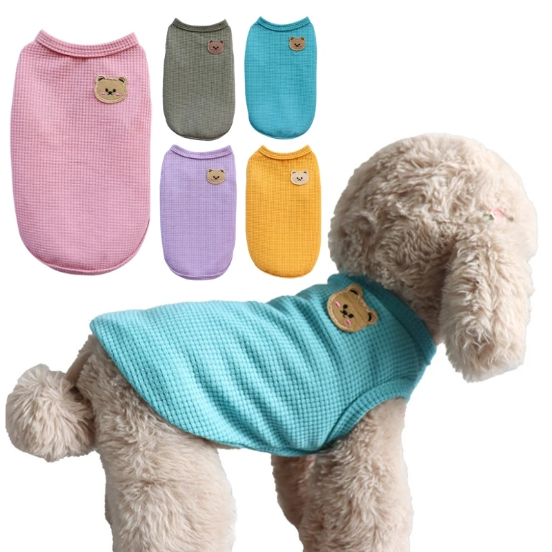 kf-Sda04eb9edc2d46b19887186dcb3df588g Pet Clothes Spring Summer Cat Dog T-shirt Breathable Waffle Vest Puppy Kitten Pet Supplies Chihuahua French Bulldog Clothing - Image 1