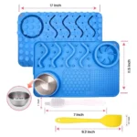 Slow Feeder Mat for Pets - Non-Toxic Silicone (Turquoise) Upgraded Anxiety and Boredom Relief Tool with Aluminum Bowl,17x11x2 in - Image 6