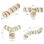 Fun Polyester+Steel Wire Cat Tunnel Tube Breathable Foldable Cat Nest Training Interactive Beige+Coffee Pet Fun Play Toy Cat - Image 7
